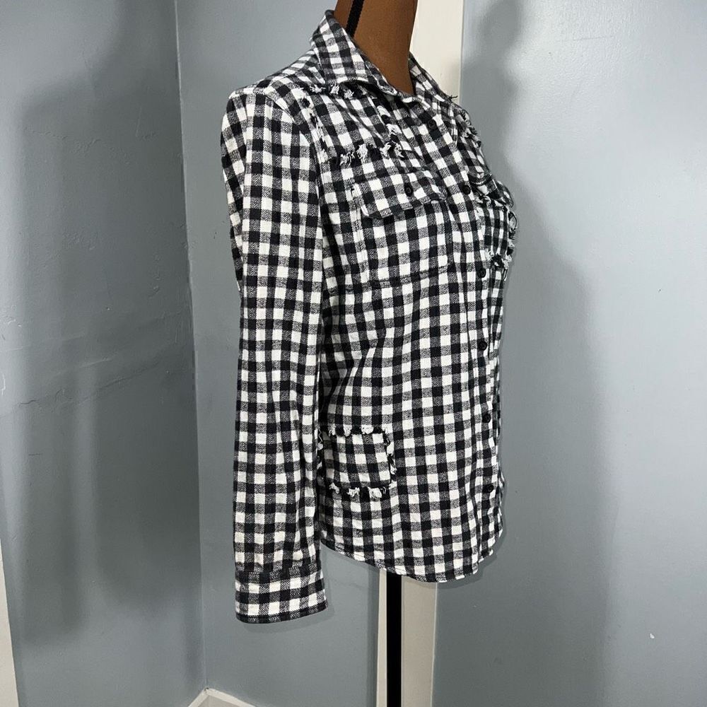 The Rail, Black & White Checked Button Up Plaid F… - image 3